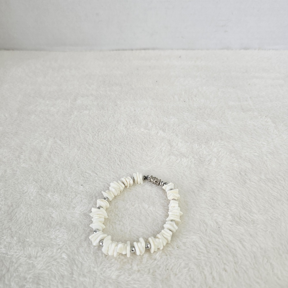 Puka Shell White Bracelet Fashion Jewelry 7.25"
